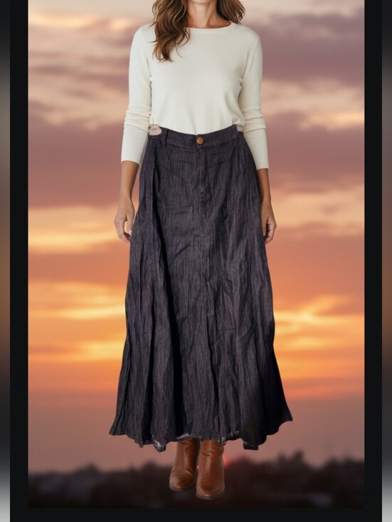 V Cristina Dresses & Skirts - NWOT V Cristina Designer Pleated Denim Maxi Skirt